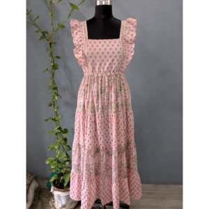 Robe longue de style bohème en pur coton pour femmes faite à la main été indien sans manches écologique et lavable - Product Image 1