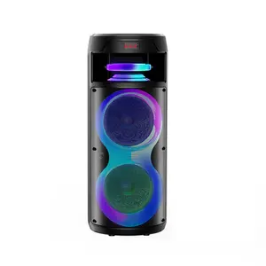 Speaker bluetooth portabel, sistem audio speaker ganda 8 inci 60 watt, suara surround untuk rumah subwoofer dj pro speaker karaoke dengan MIK