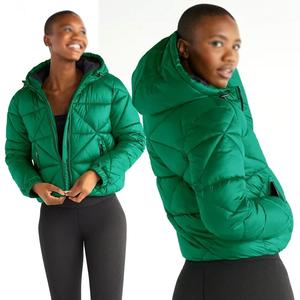 Meilleure qualité Nouveau design Tissu respirant Veste matelassée à capuche pour femme Noir - Product Image 6