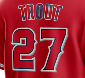 Оптовая продажа, 2025 новый стиль, сшитый бейсбольный Джерси, Топ высокого качества, вышивка, Джерси #27 форель - Product Image 2