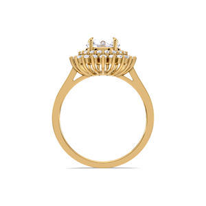 Bague de fiançailles de luxe avec double halo de diamants de 1,50 ct en or jaune, blanc et rose 18 carats |   Bague de mariage ronde à taille brillante motif soleil - Product Image 4