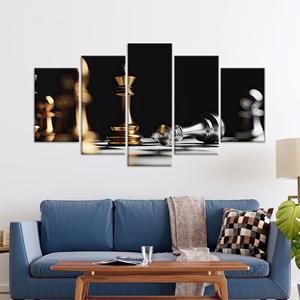 Modern <b>Chess</b> Pieces Canvas Art: Tempered <b>Glass</b> Print,<b>SET</b> OF 5 MIX CANVAS - Product Image 1