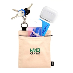 Eco-Friendly <b>Canvas</b> Makeup <b>Bag</b> with Zipper Closure Keychain Custom Printed Logo <b>Plain</b> Pattern BSCI Certified Vietnam Origin - Product Image 1