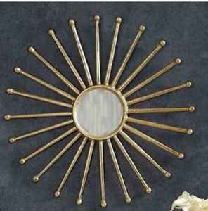 Bedroom and Living Room Rounded Shape <b>Gold</b> Plated Frame Metal <b>Mirror</b> Frame Rounded Shape Wall <b>Mirror</b> At Lowest Price - Product Image 1