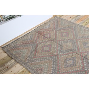 Tapis de 5,4 x 11,8 pieds, tapis turc Kilim, tapis géométrique vintage en laine verte - Product Image 5