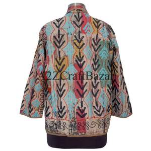 Chaqueta Reversible de Algodón Kantha Acolchada, Ecológica, Transpirable, con Estampado Floral Digital Vintage Indio para Mujeres y Niñas - Product Image 6