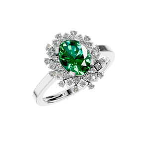 Bague Halo Classique en Saphir Naturel Taille Ovale, Argent Sterling 925, Or Blanc, Certifiée IGI, Sertissage à Griffes, Fiançailles, Anniversaire - Product Image 1