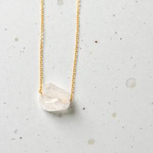 Raw Clear Crystal Quartz <b>Necklace</b> 925 Silver - Rough 8-10mm Gemstone Pendant - Healer Energy Birthstone Jewelry - Product Image 1