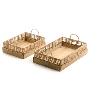 Exquisite Rattan Serving <b>Tray</b> With Sleek Modern Pattern Ideal For Stylish <b>Snacks</b> Drinks And Home Display - Product Image 4
