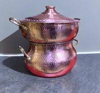 Couscoussier Marocain en Cuivre Martelé Fait Main, Traditionnellement Artisanal, NOUVEAU, Disponible en OEM, Ensemble de Cuisson de 10 Pièces