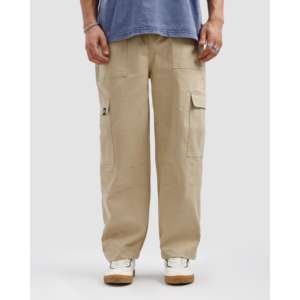 Pantalon cargo beige 100 % coton personnalisable avec logo, fermetures éclair, coupe droite, pantalon tactique pour homme, tailles XL à 6XL, délavage coloré - Product Image 1