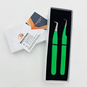 Pince à épiler professionnelle japonaise en acier inoxydable à 90 degrés pince à cils à pointe pointue durable - Product Image 3