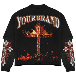 Camiseta Fear God al por Mayor, Unisex, de Punto Grueso, Manga Larga, Cuello Redondo, Camisetas de Hombre, Sudadera, Jersey - Product Image 3