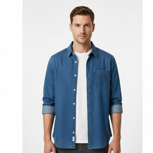 Camisa Vaquera Clásica para Hombre, Antiarrugas, Transpirable, con Corte Recto, Ligera, para Atuendos Modernos de Calle - Product Image 2