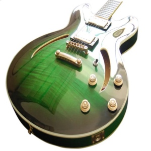 Guitarra eléctrica de jazz lista para enviar, diseño de cuerpo semihueco con arco tallado de arce sólido, herramienta de torneado Premium - Product Image 1