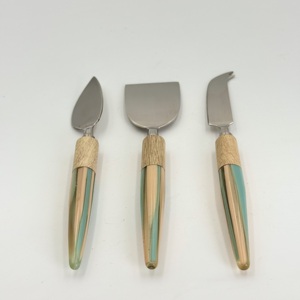 Utensilios para Queso de Acero Inoxidable al por Mayor, Cuchillo de Mesa con Mango de Resina de Madera y Metal en Forma de Paraguas, Esparcidores de Queso - Product Image 3