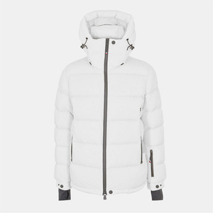 เสื้อแจ็กเก็ตขนเป็ดคอกลมสีขาวสำหรับผู้ชายทรงเข้ารูปเสื้อโค้ทแบบมีซิป - Product Image 2