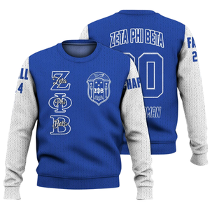 Zeta Phi Beta 1920 pull en tricot ZPhiB sororité vie grecque bleu blanc Chenille broderie pull Premium sororité porter - Product Image 3