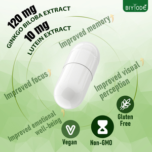 Custom <strong>Ginkgo</strong> <strong>Biloba</strong> Lutein Capsules with Plant <strong>Extracts</strong> Brain Focus Vision Support Non GMO Gluten Free - Product Image 2