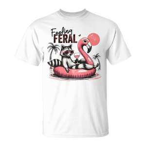 Camiseta Feeling Feral Raccoon unisex para adultos, cuello redondo, manga corta, impresión digital, diseño animal de verano - Product Image 1