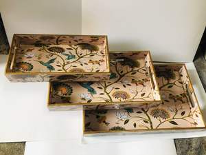 Bandeja decorativa de varias piezas de artesanía de madera Meena Work para ocasiones Diwali - Product Image 2