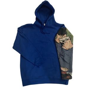 Patchwork Streetwear Woven Tapestry Sleeve Sudadera con capucha Heavyweight Pullover Hoodies - Product Image 2