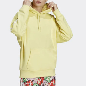 Sudadera con Capucha Amarilla Extra Grande con Cierre de Cremallera y Rayas Blancas en las Mangas, Informal, de Forro Polar, 100% Algodón Orgánico, Unisex, para Invierno - Product Image 2
