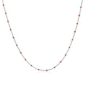 Collier chaîne en émail couleur orange, design artisanal, vente en gros, bijoux turcs en argent sterling 925 - Product Image 4