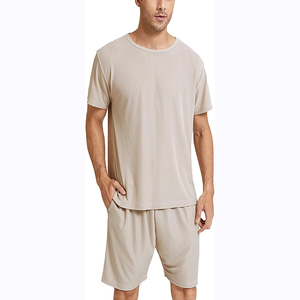 <b>Mens</b> <b>Pyjamas</b> Set Round Neck <b>Short</b> Sleeve Soft Summer T-Shirt <b>Shorts</b> with Pockets Casual Nightwear Loungewear Sleepwear - Product Image 2