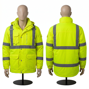 300 GSM Premium Oxford Polyester <b>Hi</b> <b>Vis</b> <b>Orange</b> Black Panel Work <b>Jacket</b> Reflective Custom Embroidery Print logo - Product Image 1