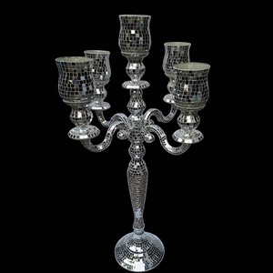 Candélabre baroque 5 bougies avec cristal votif pour sol Candélabre fait main en métal de haute qualité pour la décoration de fête intérieure - Product Image 6