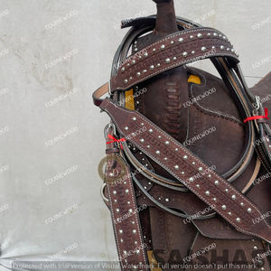 Ensemble de selle en cuir western avec décorations de barrel racing haut de gamme, en bois |   Accessoires en acier inoxydable façonnés à la main, ensemble de tack gratuit pour l'équitation - Product Image 4