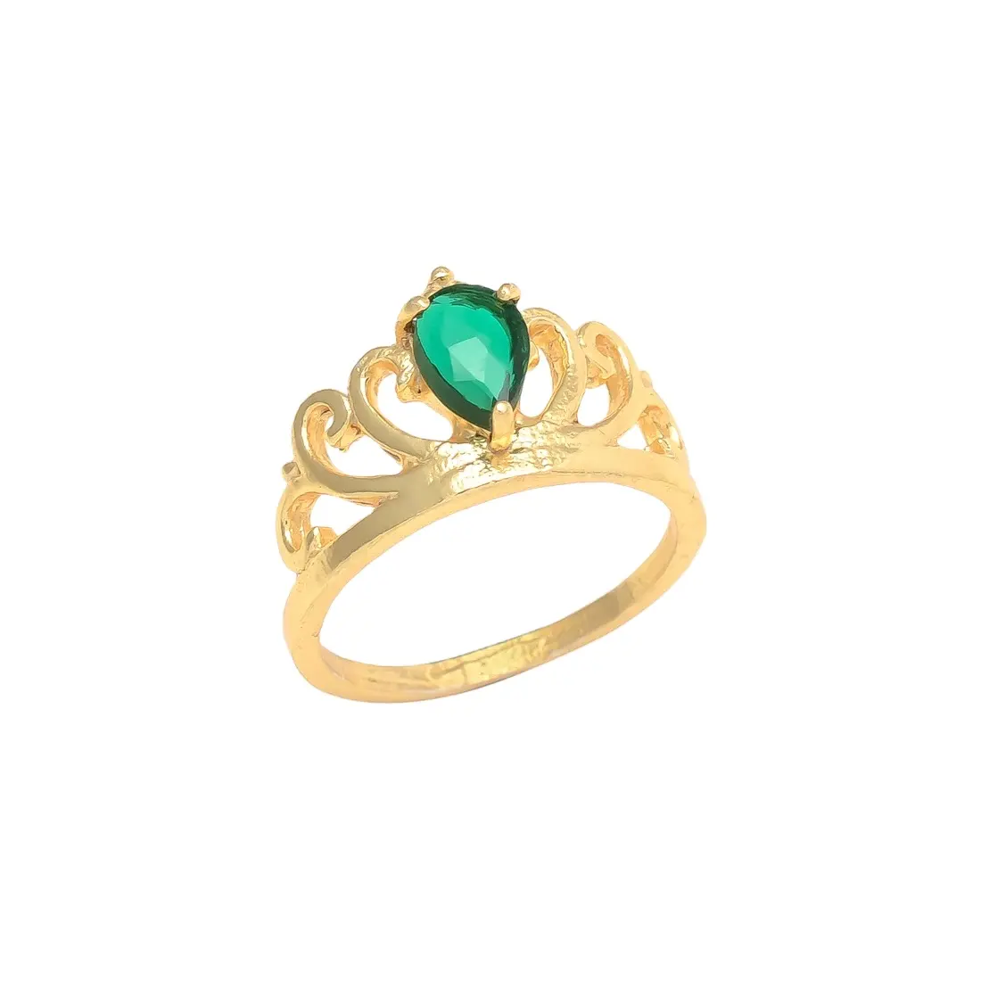 Anillo con forma de rey de piedras preciosas de Peridoto, anillo de Latón chapado en oro, ropa de fiesta y anillo de ropa informal