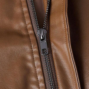 Men's Classic Simple Casual Winter Leather Jackets Breathable and Wind-Resistant Canvas with Front Logo - Product Image 5