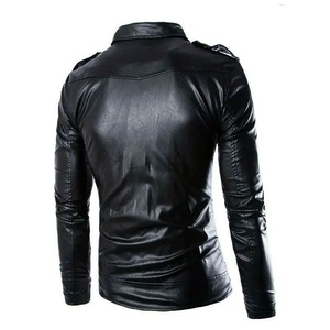 Automne hiver hommes vêtements de sport personnalisés véritable peau de vache fermeture éclair vestes en cuir vêtements d'extérieur de haute qualité avec conception sans col - Product Image 4