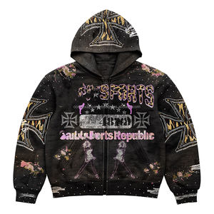 Chaqueta de Camuflaje Lavada al Ácido Personalizada, Sudadera Holgada de Felpa Francesa 100% Algodón con Bordado para Hombre - Product Image 3