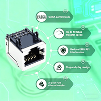 Koaksiyel Cob RJ45 Panel Korumalı Amp Cat6a/Cat6 Ağ Soketi Dikey Poe Ethernet Konektörü 8 Portlu Altın Kaplama