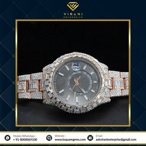 Última llegada de lujo analógico de acero inoxidable Iced Out VVS Clarity Moissanite Diamond Full Bauggate Watch a precio mayorista - Product Image 2