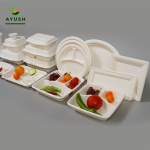 Assiettes jetables en bagasse fabriquées à partir de pulpe de canne à sucre pour les buffets, les fêtes, les restaurants et les plats à emporter - Product Image 1