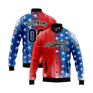 Chaqueta universitaria transpirable a prueba de viento de lana 100% personalizada para hombres de equipos modernos, ropa de grupo con cuello levantado a la moda, bordado frontal - Product Image 1