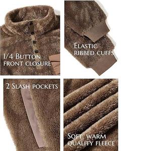 Logo personnalisé de haute qualité broderie col montant vestes en polaire épaisse en coton vestes d'hiver de couleur unie pour homme - Product Image 3