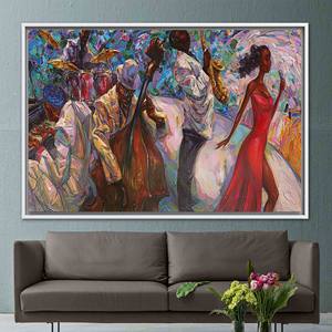 Elegant Printed Canvas: Jazz Musicians Art - Flat, Vibrant Design,1P:White <b>Framed</b> - Product Image 1