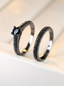 Resoul – bagues noires pour femmes, ensemble de bagues en zircon, ensembles de bijoux gothiques pour couple, bijoux d'halloween pour femmes - Product Image 3