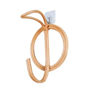 Style environmentally friendly natural rattan coat hook wall hanger for porch fitting room bedroom coat hook Rattan Wall Hook