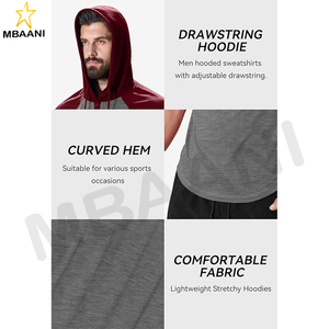 เสื้อฮู้ดผู้ชายแขนยาวลำลองสไตล์สปอร์ตแฟชั่นแบบสวม มีฮู้ด คอเสื้อตัดสี พร้อมเชือกผูก - Product Image 6