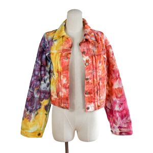 Nouveautés Veste en jean tie-dye arc-en-ciel élégante Mode Personnalisée Vintage Imprimé tie-dye intégral Veste en jean de luxe pour femmes - Product Image 1