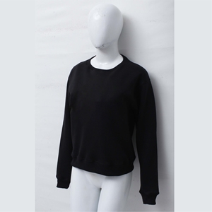 Women's <b>Black</b> <b>Crew</b> <b>Neck</b> <b>Sweatshirt</b> Regular Fit Full Sleeve Solid Color Knitted 100% Cotton Autumn Wear Breathable Wholesale - Product Image 2