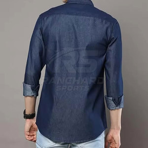 Men Stylish <b>Jeans</b> Shirt Retro Vintage Look Shirt Men Casual <b>Jeans</b> Shirt <b>Soft</b> Cotton Long Sleeve Top - Product Image 2