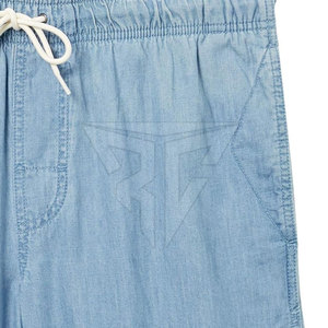 กางเกงขาสั้นสไตล์สตรีทแบบขายส่ง ล้างสีแบบแอซิดวอช ผ้าฝ้าย 100% สีพื้น เรียบง่าย คุณภาพสูง แห้งเร็ว มีเชือกผูกเอว - Product Image 5