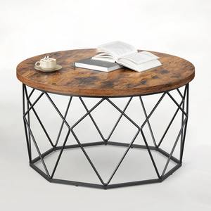 Nouvelle table basse en bois écologique et moderne pour salon avec rangement, structure en métal, prête à l'emploi - Product Image 1